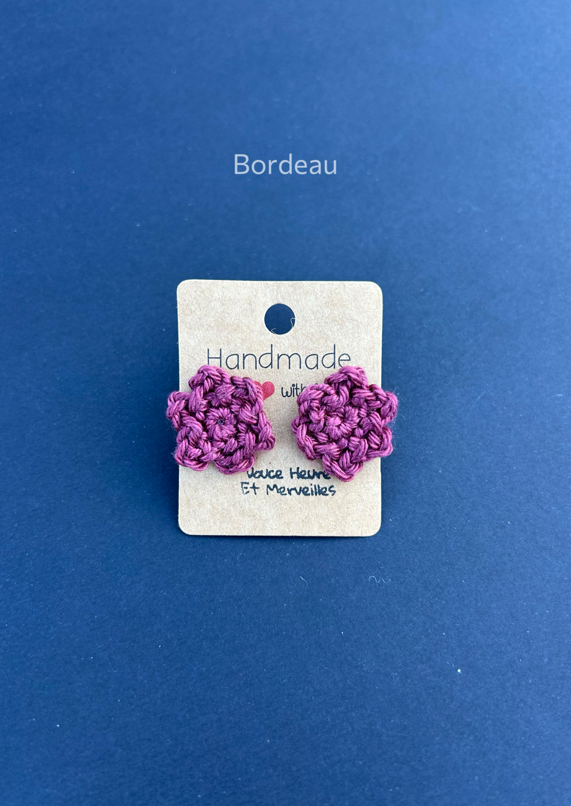 Clous d’oreilles fleur au crochet diam 20 – Image 6